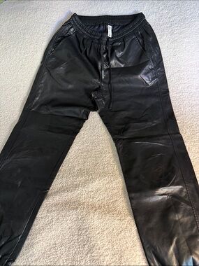 Zara women’s  Black Faux Leather Jogger Pants - Classic Casual